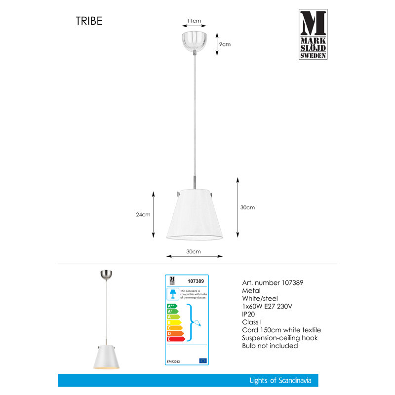 Belisle 1 - Light Cone Pendant, White
