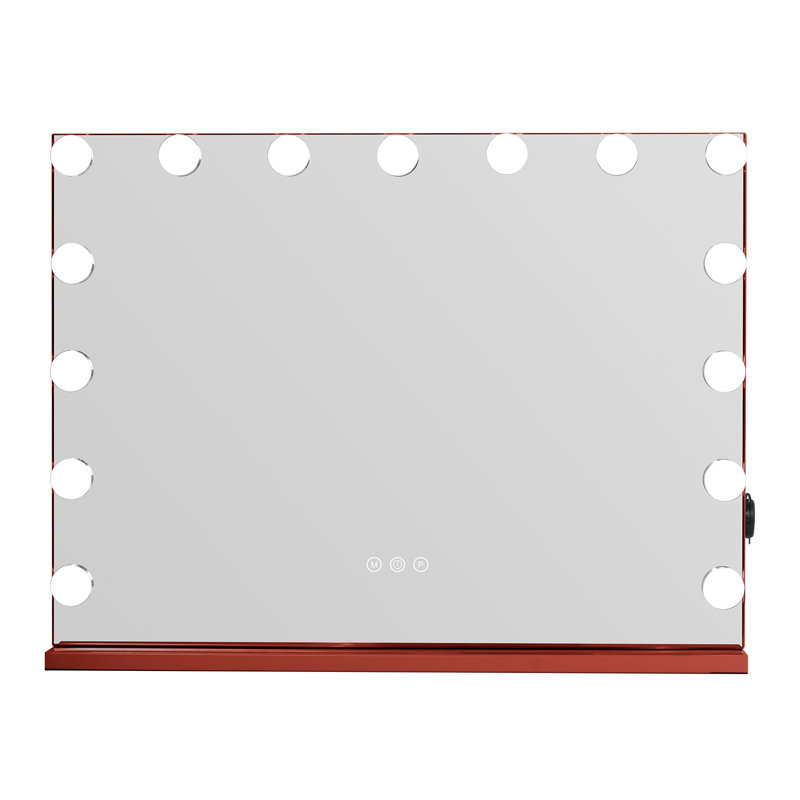 Miroir de maquillage avec éclairage tactile Kycia pour vestiaire et chambre à coucher, sur table ou mural, Rouge