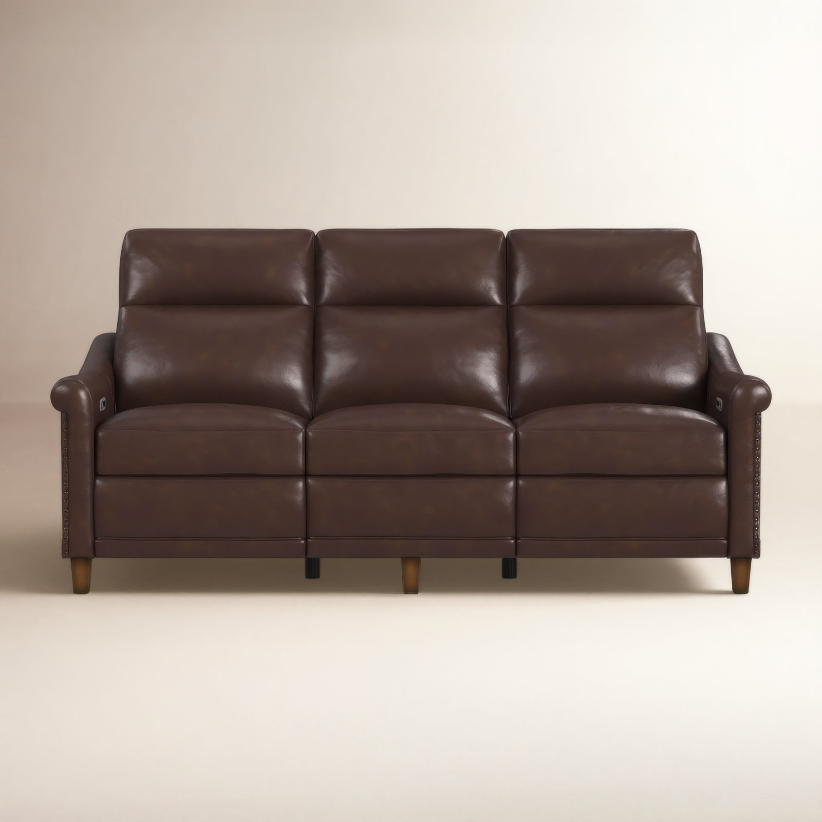 Elizabeth 82'' Leather Power Reclining Sofa, Brown Genuine Leather