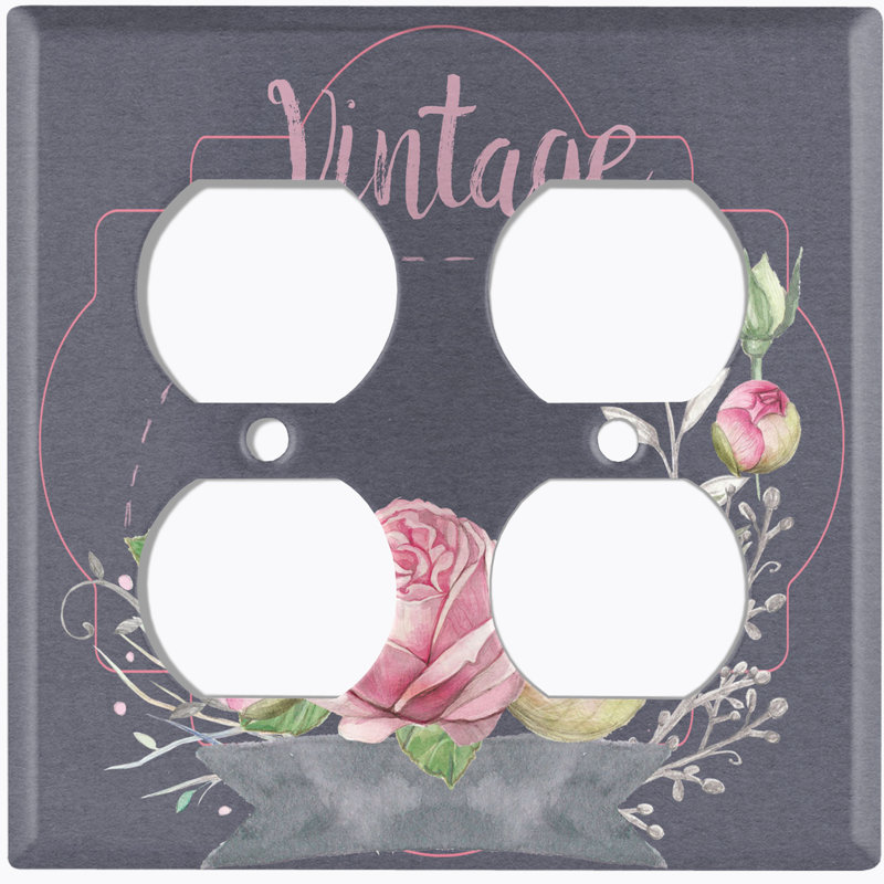 Plaque murale rétro à 2 bandes Vintage Roses