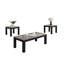 Ensemble de 3 tables basses et 2 tables de bout, plateau en béton gris, pieds en bois noir