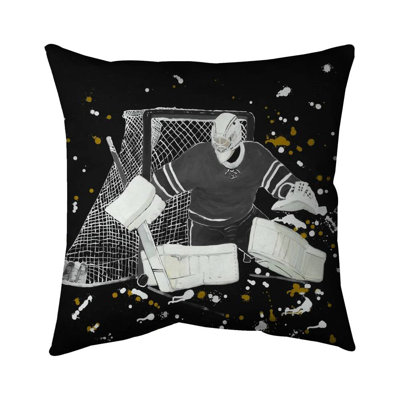Goalkeeper hockey - 20"x20" Outdoors Throw pillow - Spun poly - Print on demand