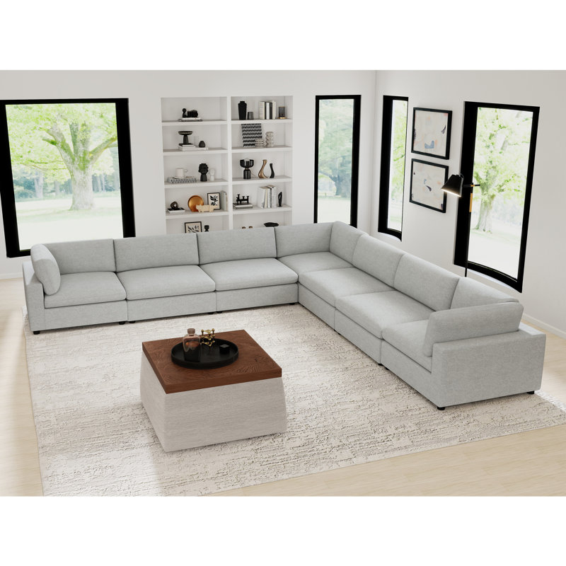Ensemble de conversation modulaire 7 pièces avec rembourrage doux 7 pièces, Crème