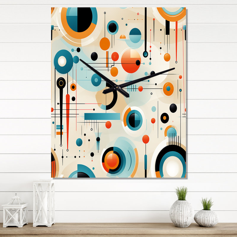 Janeece - Horloge murale abstraite Mid-Century, Très grand