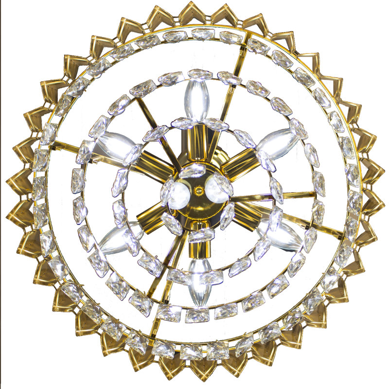 Lustre en cristal Saveta, H 38,6 po x l 19,7 po x P 19,7 po, 4 étages, 8 lumières