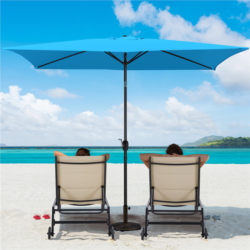Parasol d'extérieur rectangulaire Glidewell, H 99,6 po x l 120 po x P 78 po, Bleu ciel