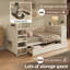 Lit de jour simple en bois blanc avec tablettes latérales et tiroirs, lit de rangement avec bureau multifonctionnel et station de charge pour la chambre à coucher