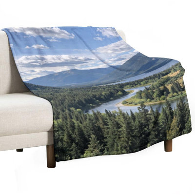 Scenic River Valley Luxury Flannel Throw Blanket, Soft Warm Fuzzy Blanket for Living Room Sofa Bed Home Decor