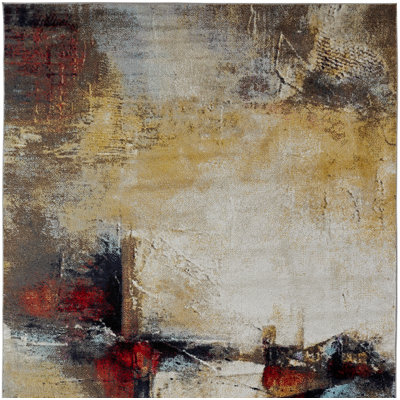 Carruthers Abstract Area Rug in White