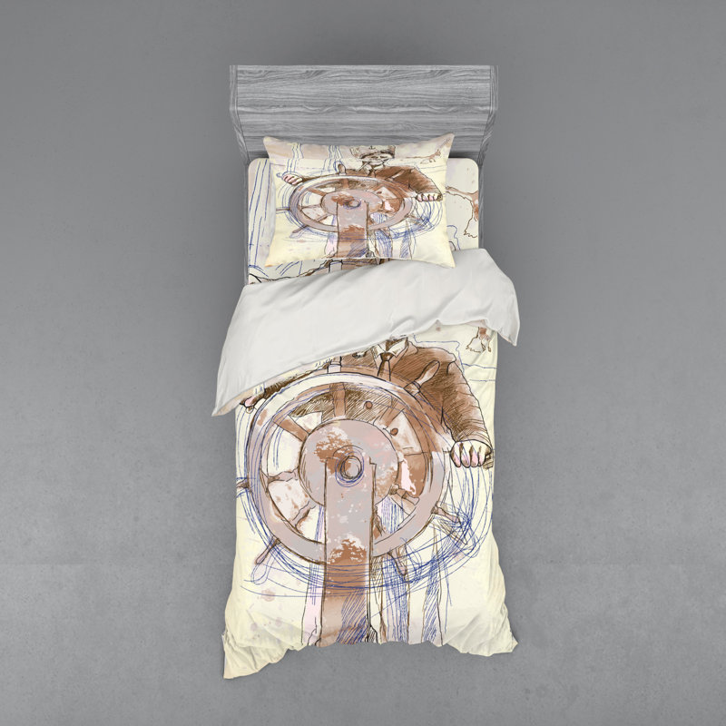 Ensemble de housse de couette moderne et contemporaine en microfibre brun / crème