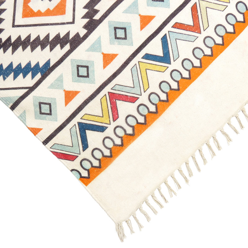Tapis intérieur / extérieur en coton tissé à la main Aleksia, Rectangle 3 pi x 5 pi