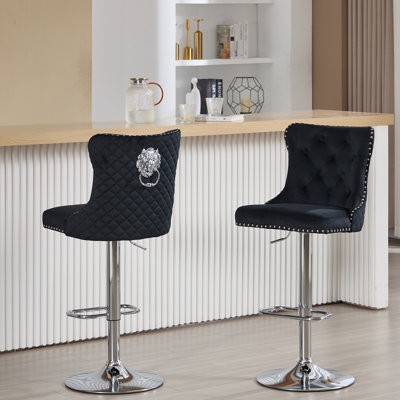 Swivel Adjustable Height Counter Stool With Metal Frame