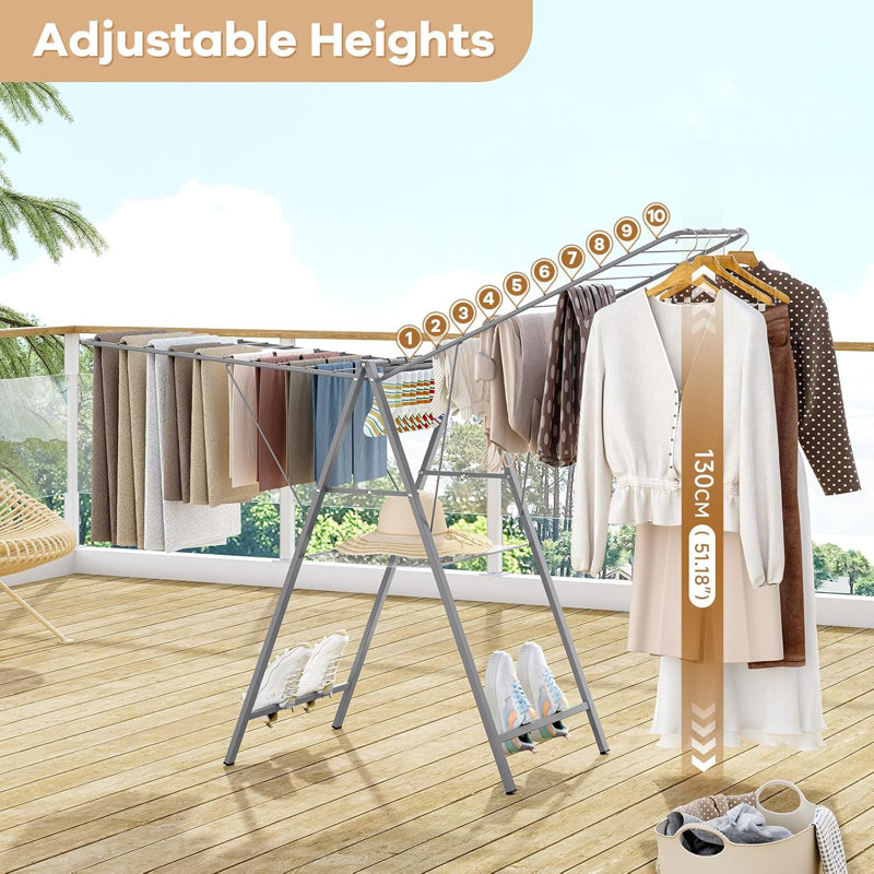 Séchoir à vêtements, support à linge pliable, support à linge en métal pliable