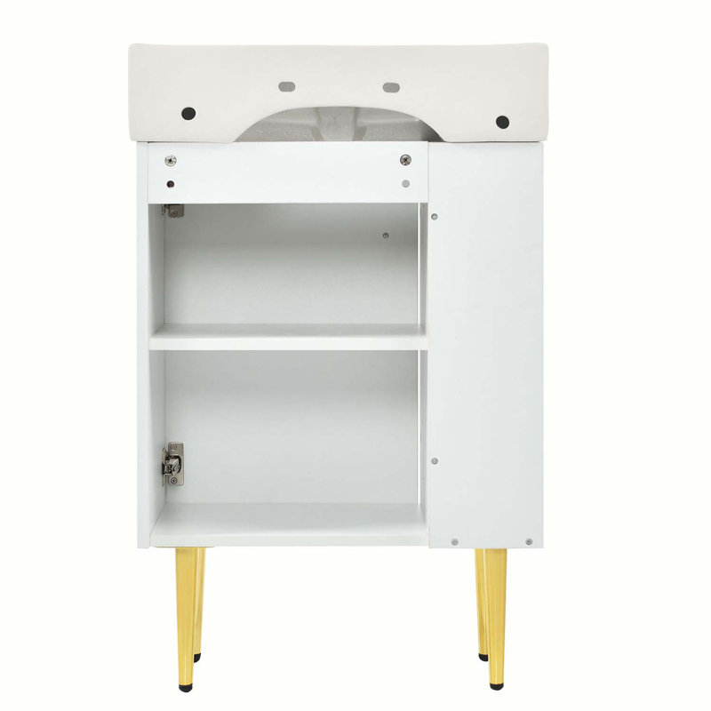 Meuble-lavabo simple autoportant de 21,6 po avec plateau en bois manufacturé Subrina