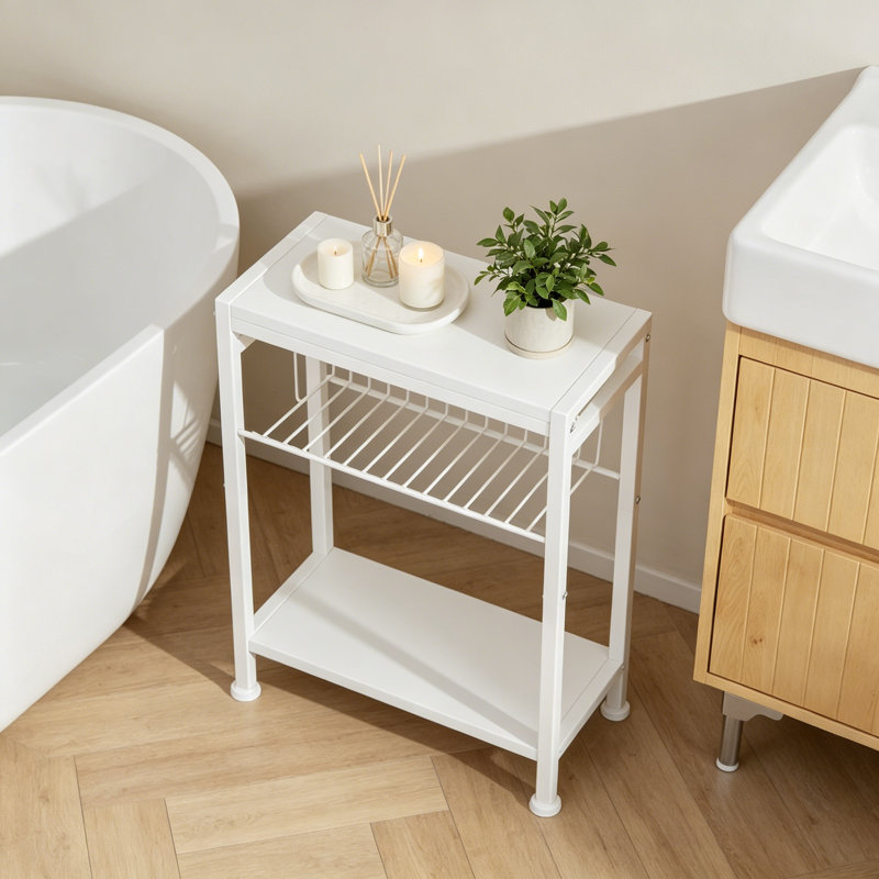 Table d'appoint étroite pour les petits espaces avec porte-revues, table de bout mince 2-en-1, table de chevet Skinny pour le salon, table à magazines mince avec support réglable en forme de V