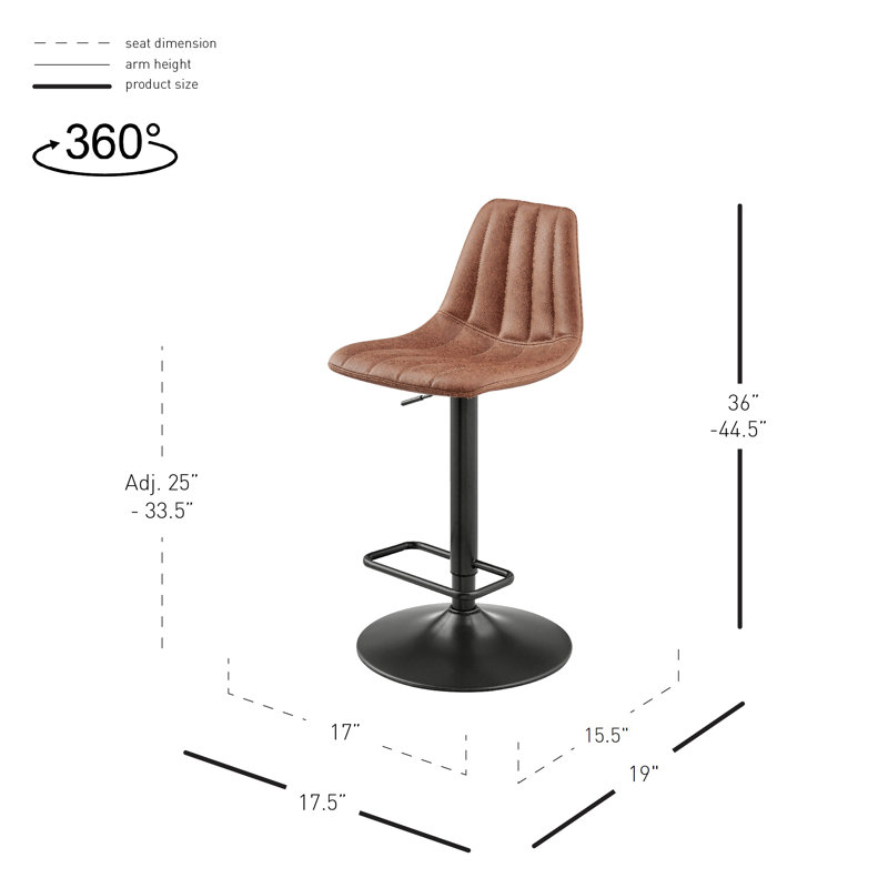 Crixus Swivel Upholstered Adjustable Height Counter Stool, Umber Brown