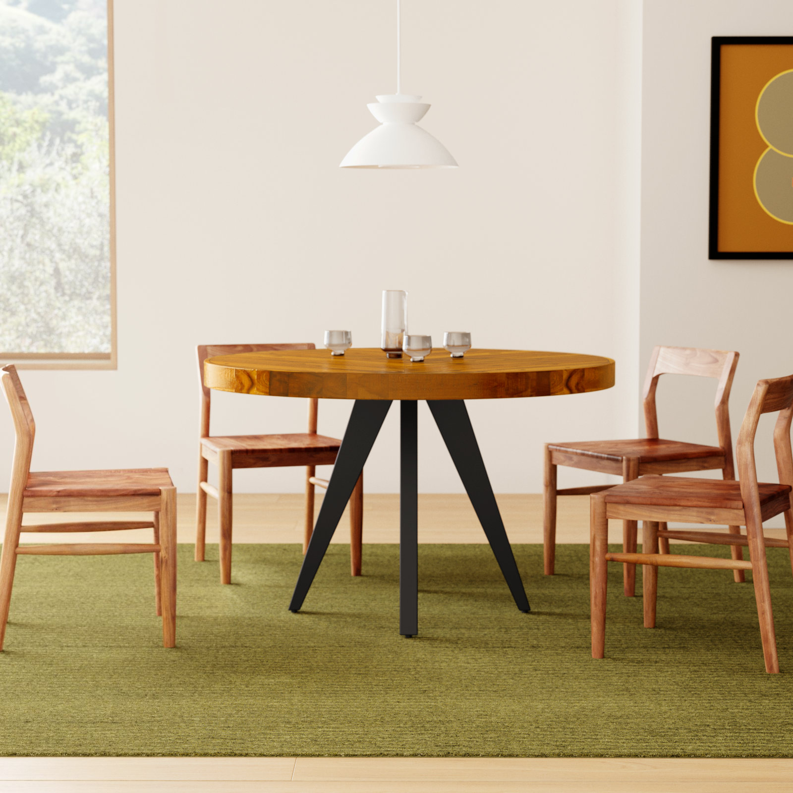 Carlo Round Dining Table, Brown, 30" H x 48" W x 48" D