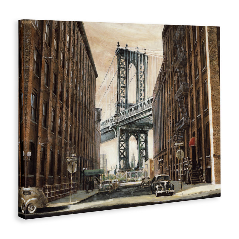 «Cityscape with Bridge View», art mural sur toile par Matthew Daniels, H 30 po x l 40 po