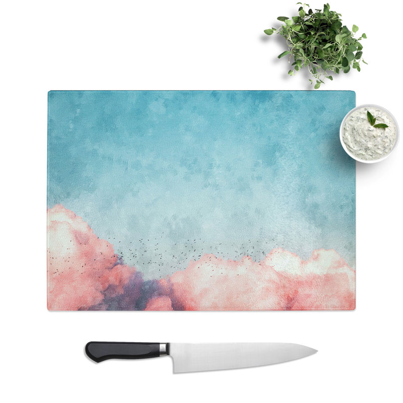 Tempered Glass Migrating Birds Chopping Board, 20 cm x 28.5 cm