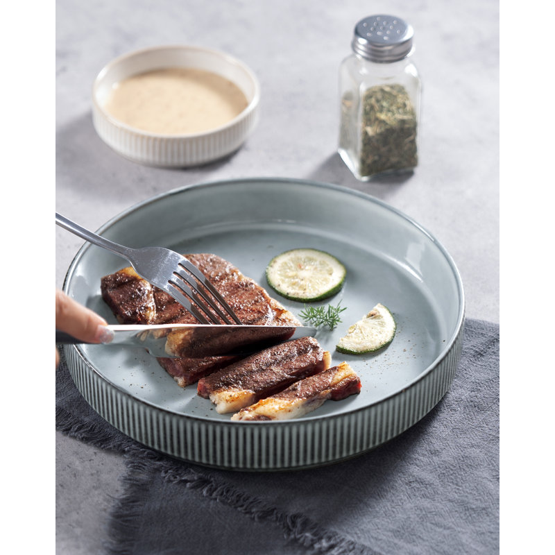 Stoneware Pasta Bowl Set (Set of 4), Smoky Blue