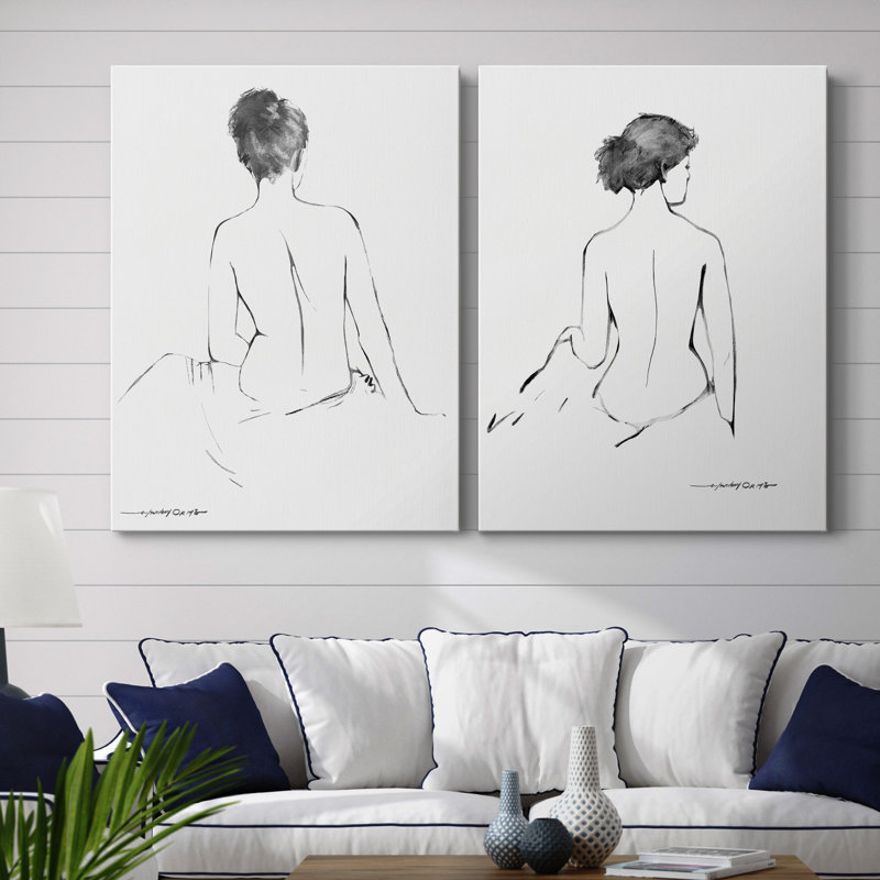 «Sketchy Silhouette I», ensemble de 2 reproductions d'art, H 40 po x l 60 po x P 1 po, Toile tendue, Pas de tapis