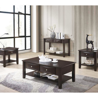 Table basse à deux tiroirs en brun