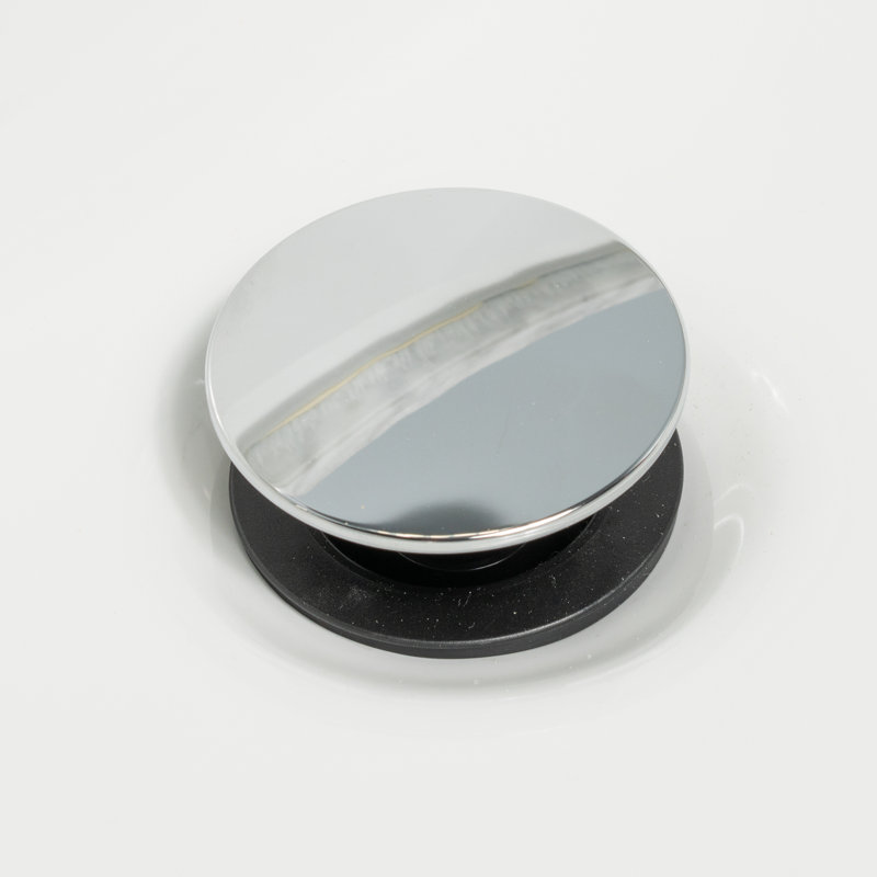 Drain de salle de bain 1-1 / 4 en plastique à bouton-poussoir avec trop-plein, chrome poli, Chrome poli