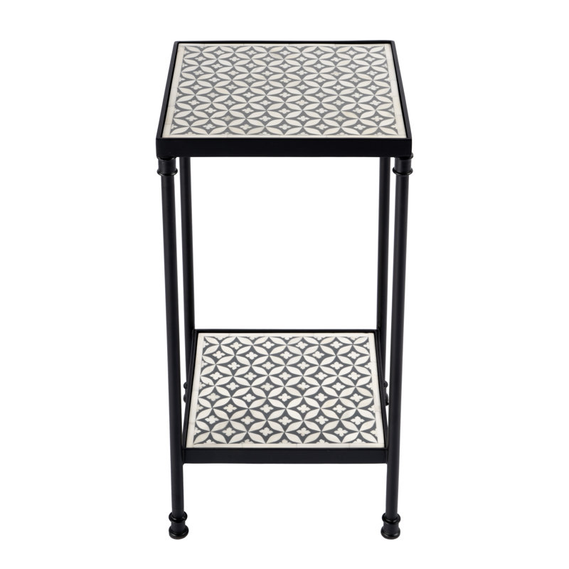 Krystallia Tray Top End Table, Gray Bone Inlay