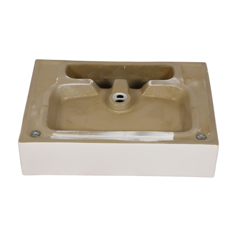 24" Bathroom Console Sink with Overflow,Ceramic Console Sink, Gold