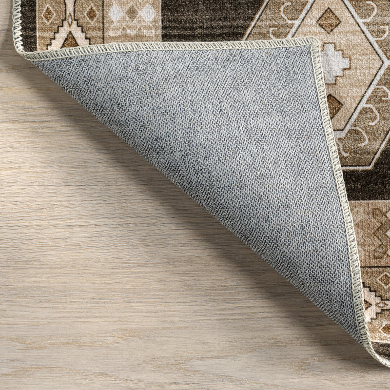 Tapis oriental en polyester tissé à la machine Taro, Rectangle 3 pi x 5 pi