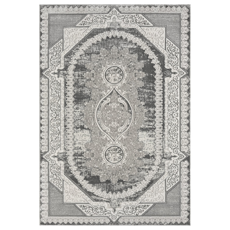 Modern Vintage Look Boho Transitional Area Rug Shiny Vibrant Carpet High Low Pile Rug For Living Room