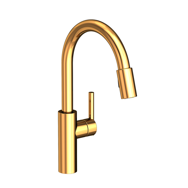 East Linear Pull Down Single Handle Kitchen Faucet, Polished Gold (PVD)