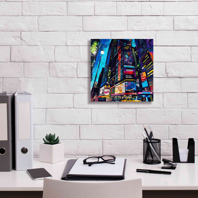 «City Night» par Gray - reproduction sur toile tendue, H 12 po x l 12 po x P 0,75 po
