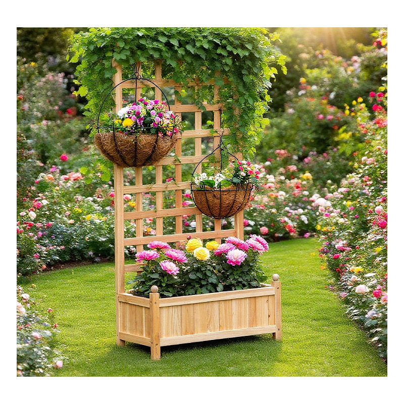 Lit de jardin surélevé en bois avec tablette à fleurs - jardinière pour jardinage de fleurs