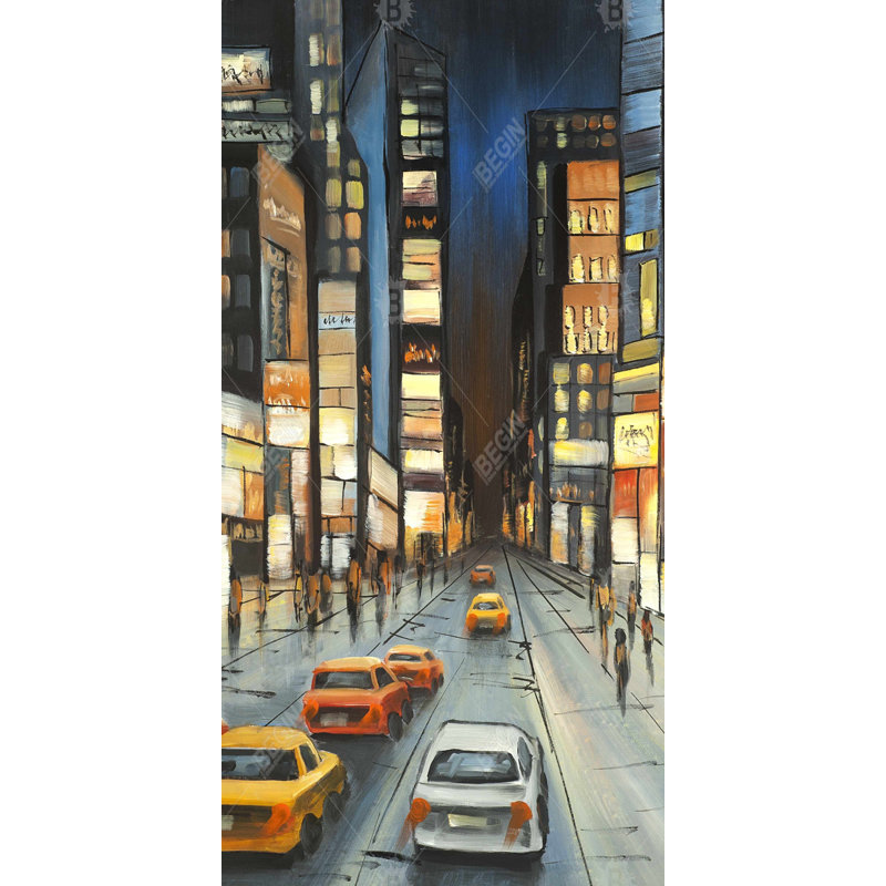 View on times square - 24"x48" Framed canvas