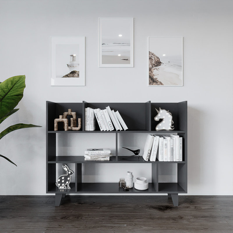 Micaylah 106cm H x 140cm W Standard Bookcase, Grey