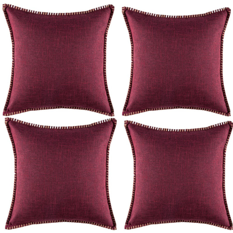 Linen Pillow Cover, Cranberry Red, 20" x 20"