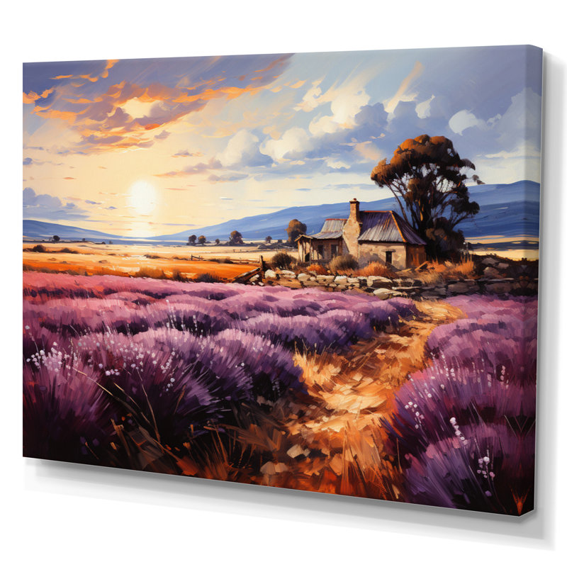 " French Provencal Lavender Fields I ", Toile tendue, 12" H x 20" W