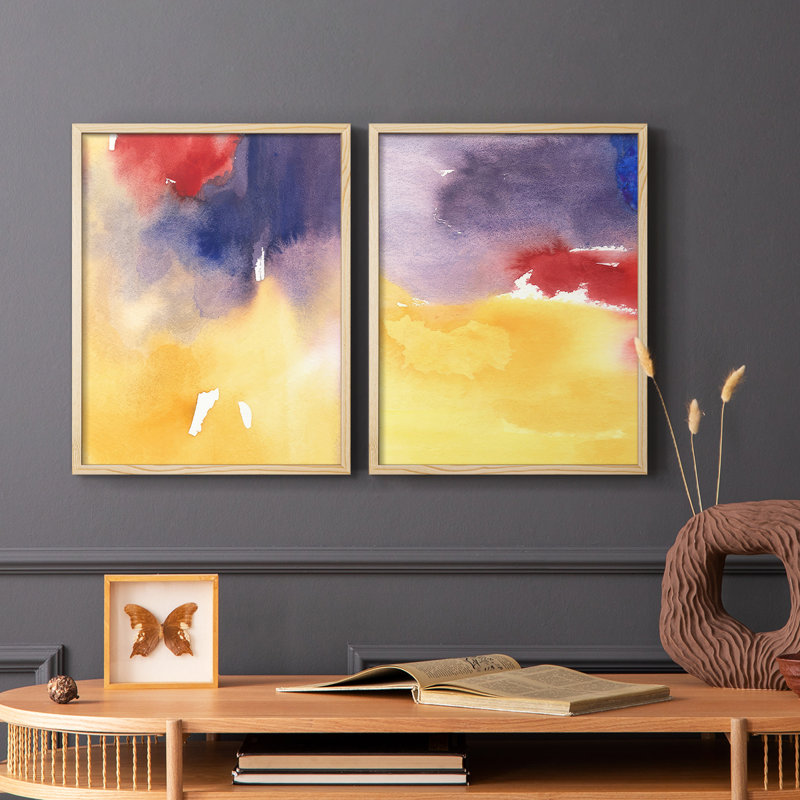 Impression encadrée Golden Sunset I-Premium - prête à être accrochée - aucun clou requis - aucun clou requis, Bois naturel