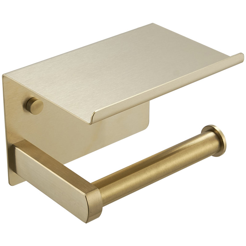 Wall Mounted Toilet Paper Holder, Brushed Gold