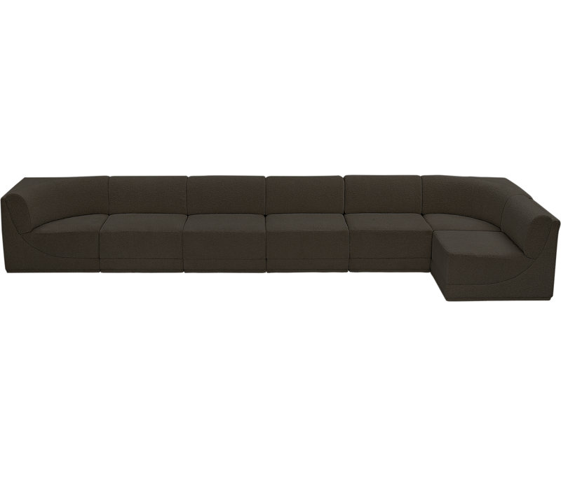 Ollie 7 - Piece Upholstered Sectional, Brown Boucle Fabric