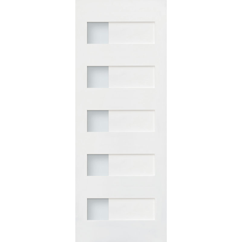 80'' White MDF and Pine 5-Lite Satin Glass Prehung Interior Door