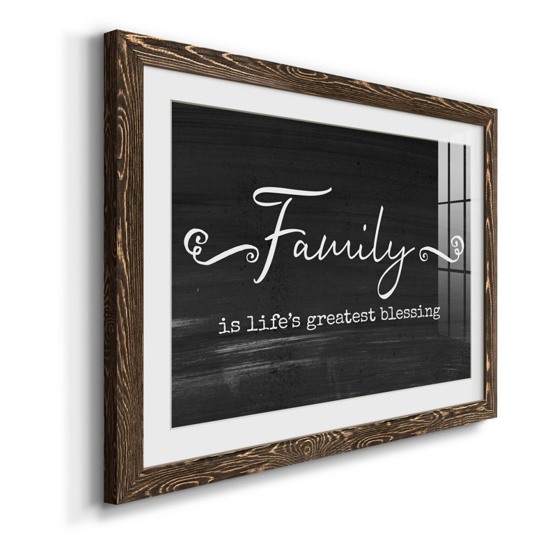 Greatest Blessing - Art textuel avec cadre photo, H 31 po x l 44 po x P 1 po, Encadré de bois de noyer