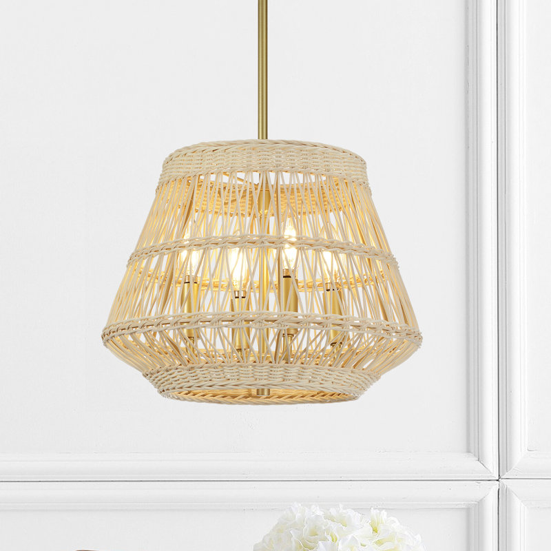 Hagedorn 4 - Light Dimmable Candle Style Lantern Geometric Chandelier Pendant with Soft Gold Hardware and Adjustable Hanging Height