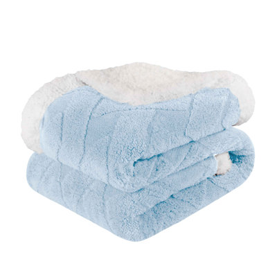 Blue Nile Mills 100% Polyester Reversible Jacquard Lattice Sherpa Fleece Blanket, All-Season Warmth