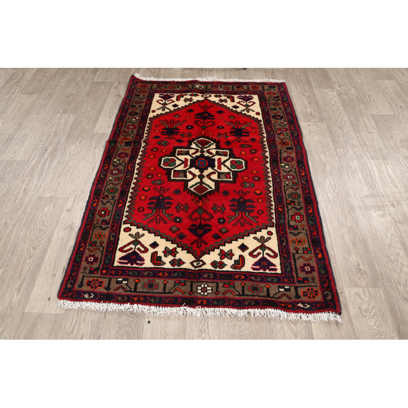 Tapis décoratif en laine de conception unique 3 pi 4 po x 5 pi noué à la main New Age
