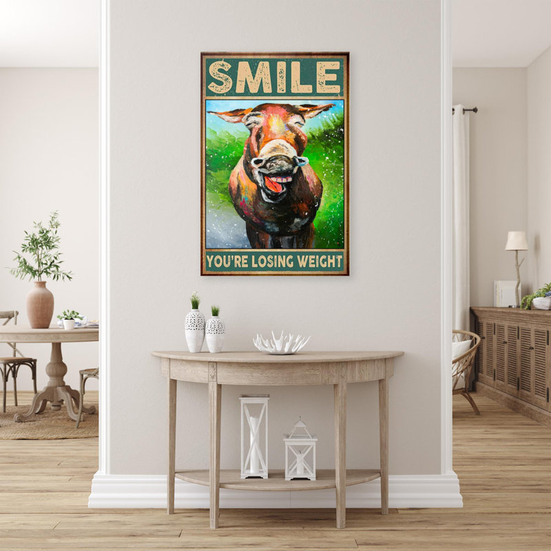 Maico Donkey Smile - 1 pièce, reproduction d'art graphique sur toile tendue, H 36 po x l 24 po x P 1,25 po