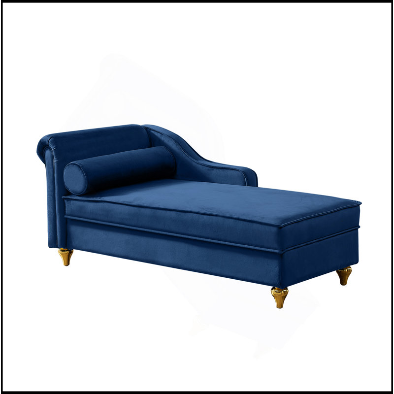 Chaise longue moderne avec revêtement en velours, Marine