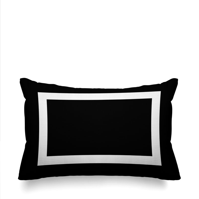 Luella Geometric Square Indoor/Outdoor Throw Pillow, Black