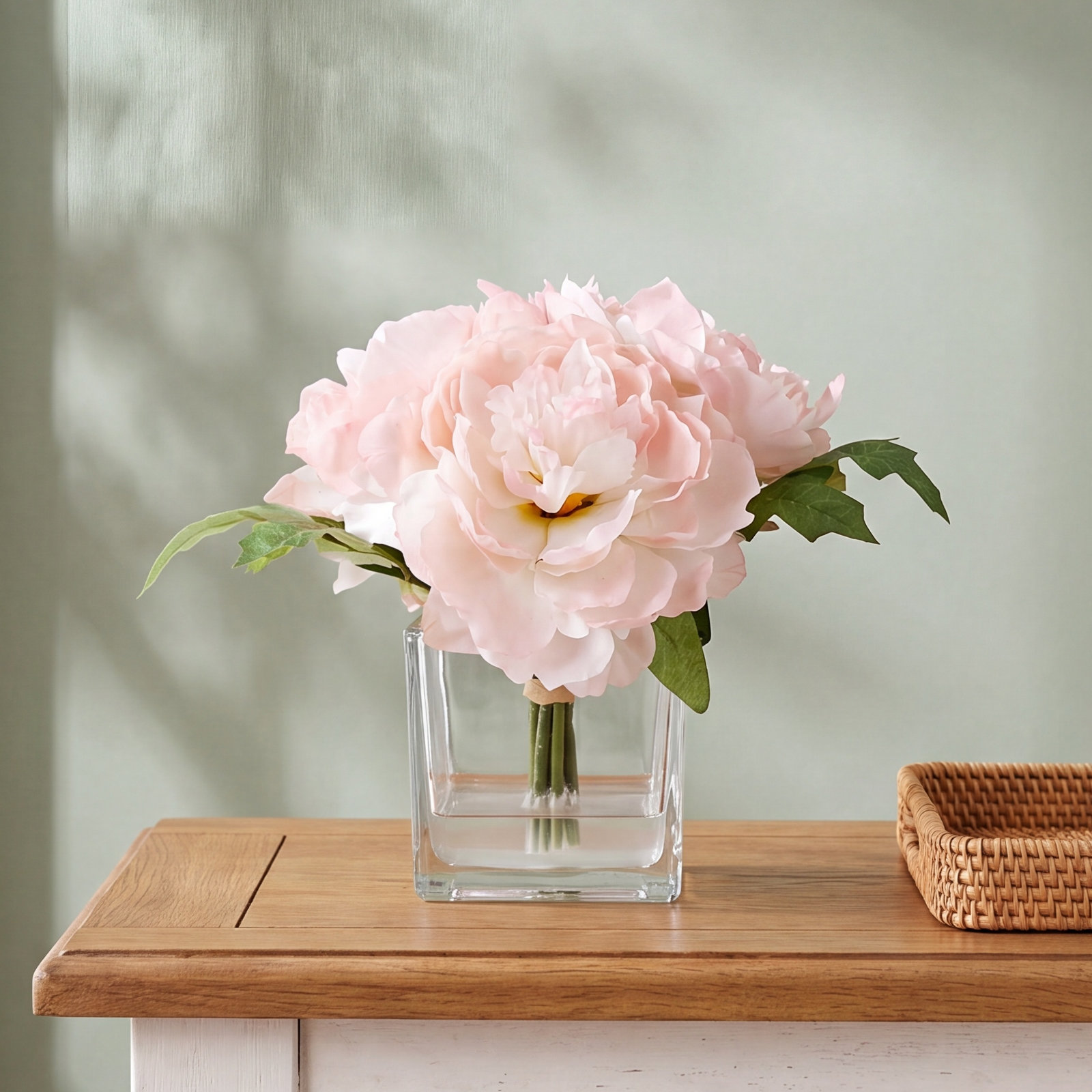 Villela Peony Floral Arrangement in Vase, Pink